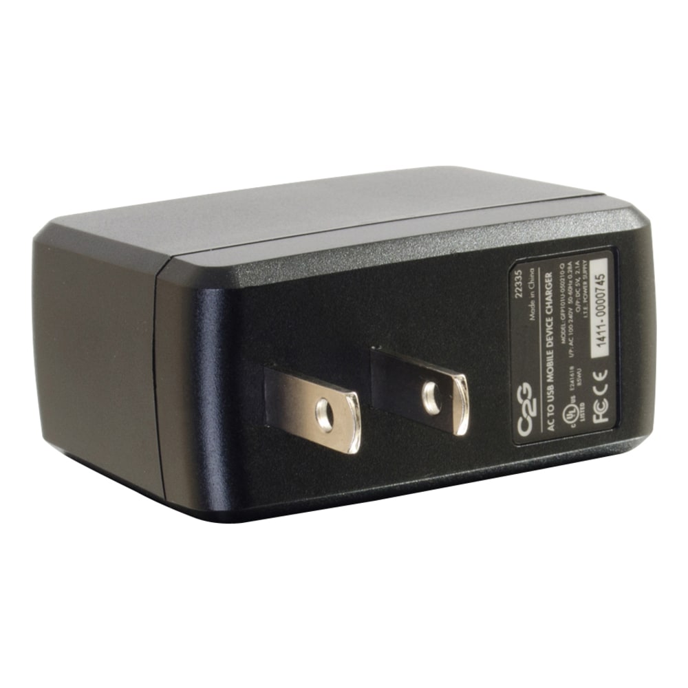 C2G USB Wall Charger - AC to USB Charger - 5V 2A Output - 120 V AC, 240 V AC Input Voltage - 5 V DC Output Voltage - 2.10 A Output Current"""