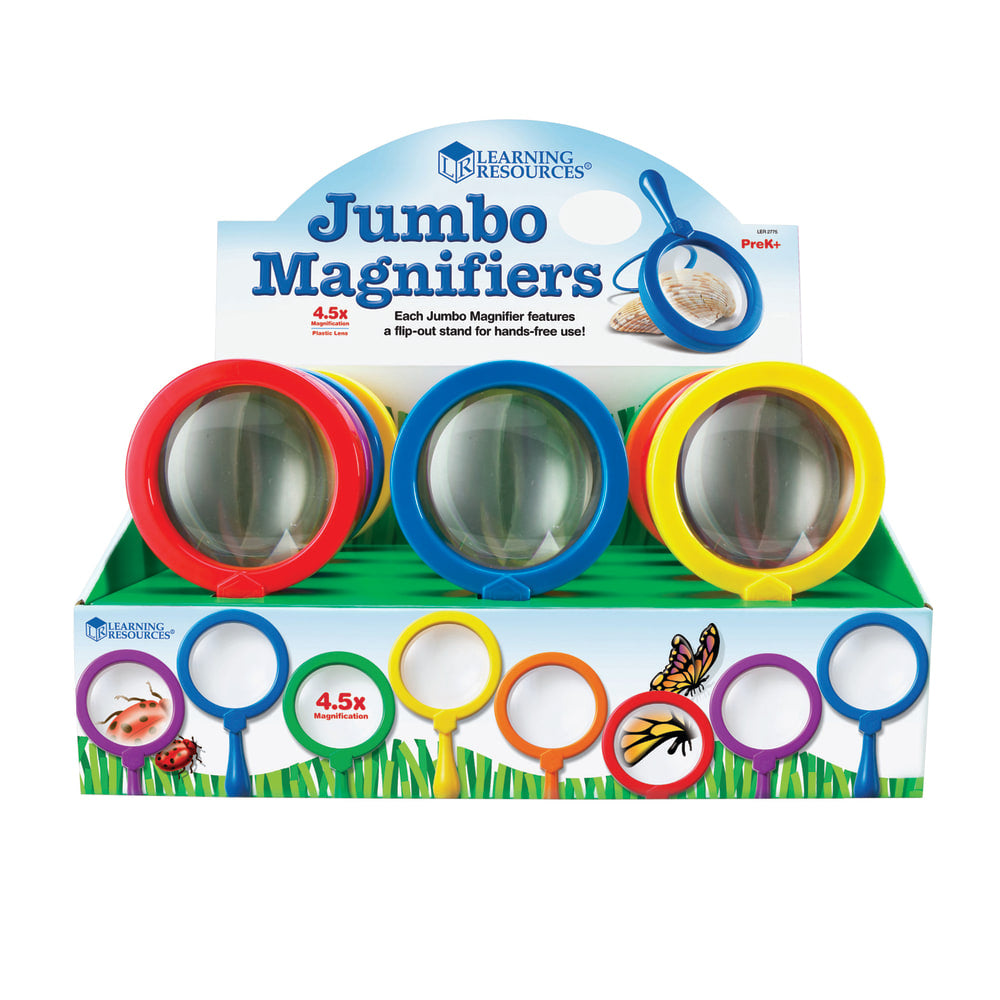 Learning Resources Jumbo Magnifiers, 4.5x, Assorted Colors, Pack Of 12