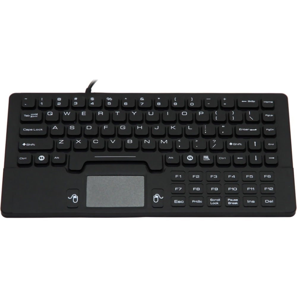 DSI WATERPROOF IP68 SILICONE MINI SIZE WIRED KEYBOARD WITH TOUCHPAD - Cable Connectivity - USB Interface - 104 Key - TouchPad - Windows - Industrial Silicon Rubber Keyswitch - Black