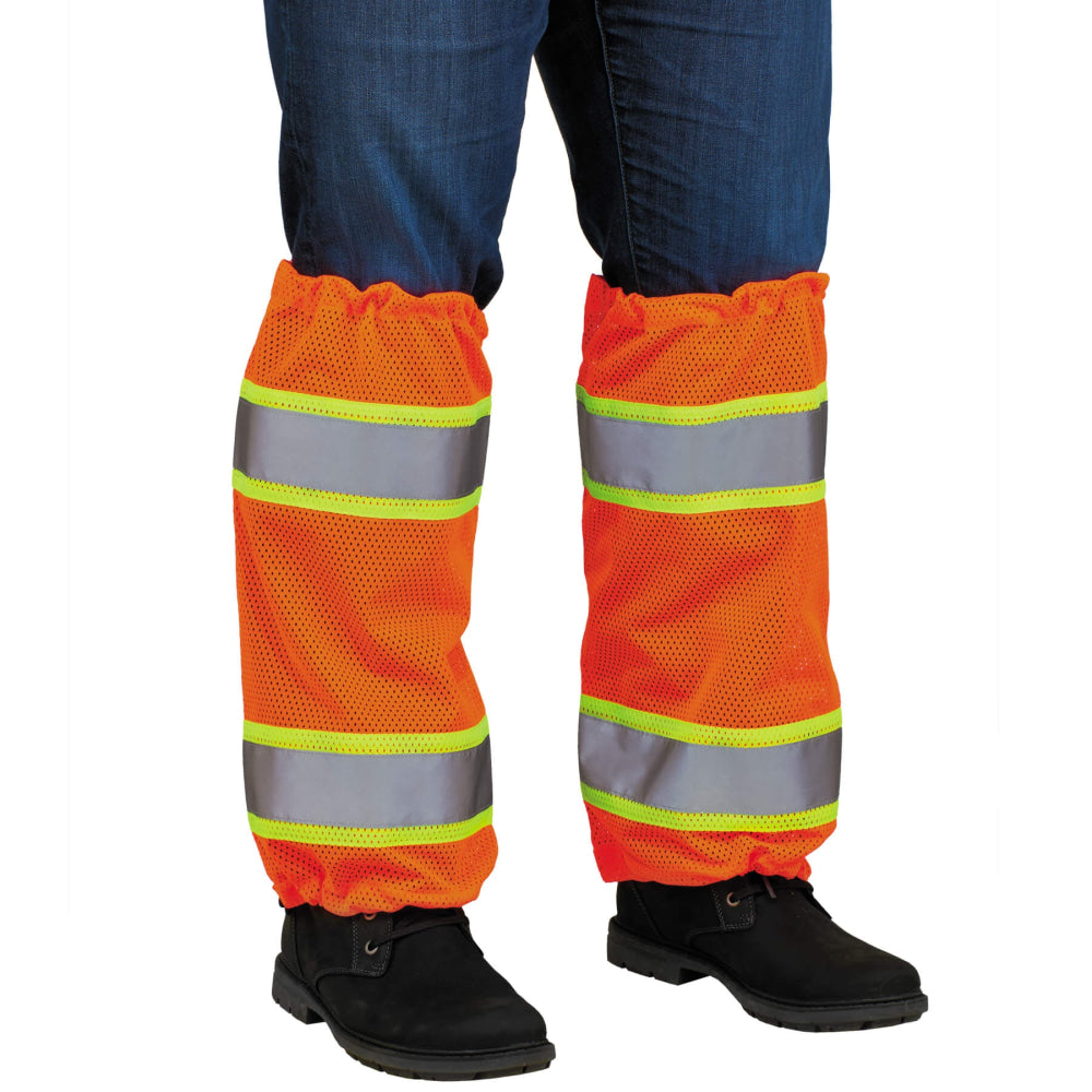 Ergodyne GloWear 8009 Hi-Vis Class E 2-Tone Mesh Leg Gaiters, One Size, Orange