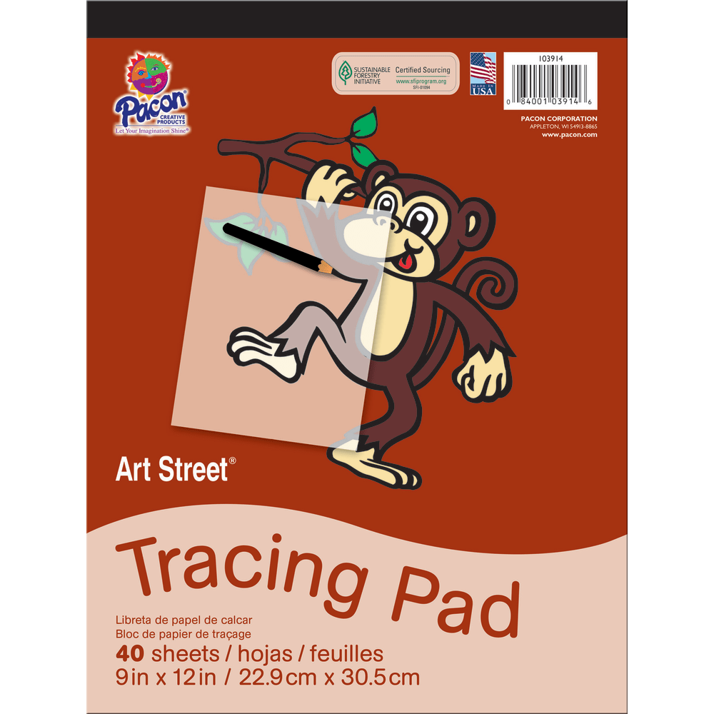 Pacon Art Street Drawing Paper Pad, 9in x 12in, White, 40 Sheets