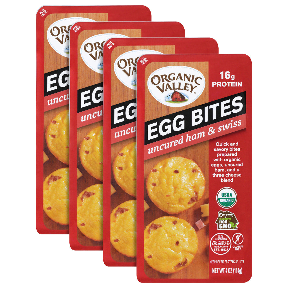 Organic Valley Ham & Swiss Egg Bites, 4 Oz, 2 Bites Per Pack, Set Of 4 Packs