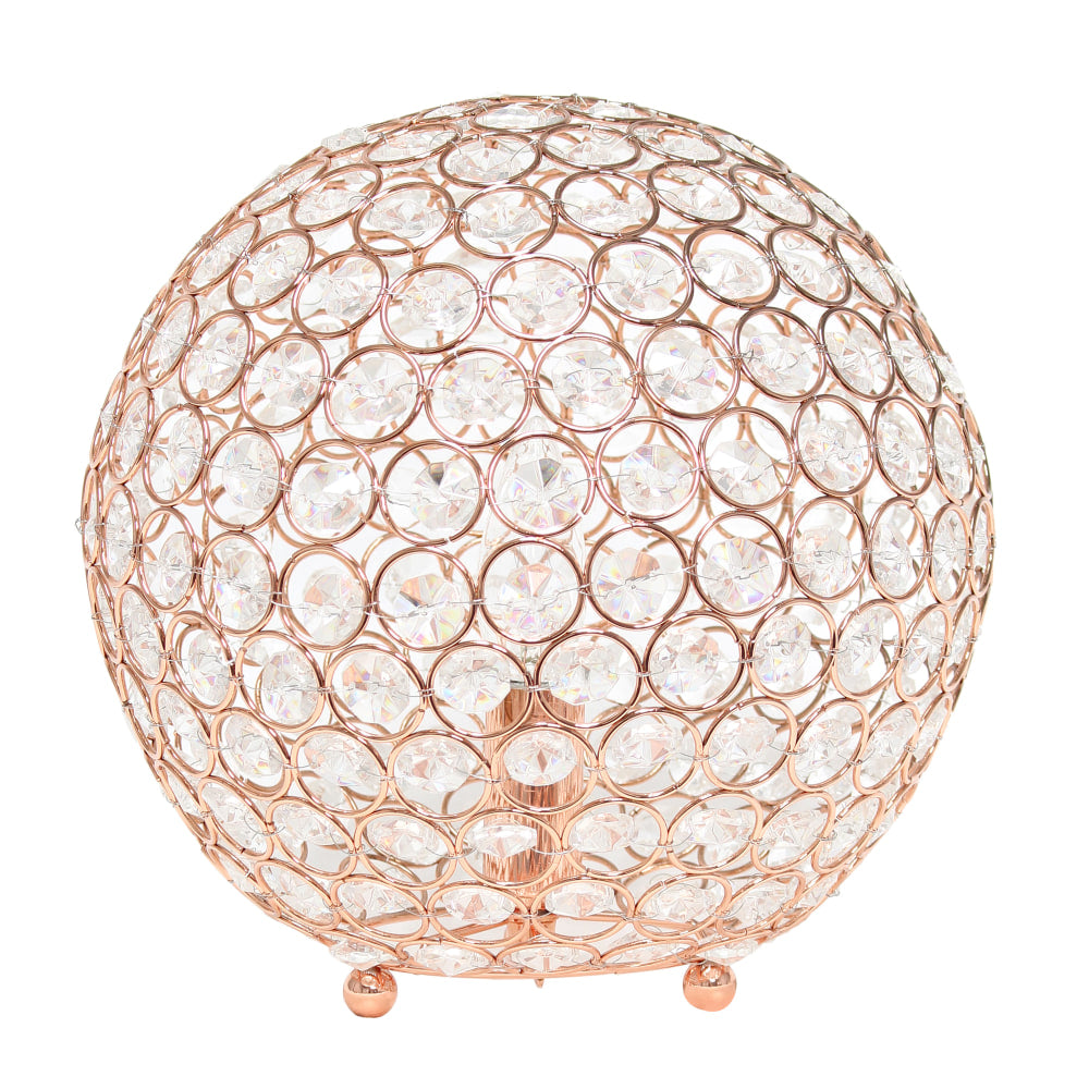 Lalia Home Elipse Glamorous Crystal Orb Table Lamp, 10inH, Rose Gold