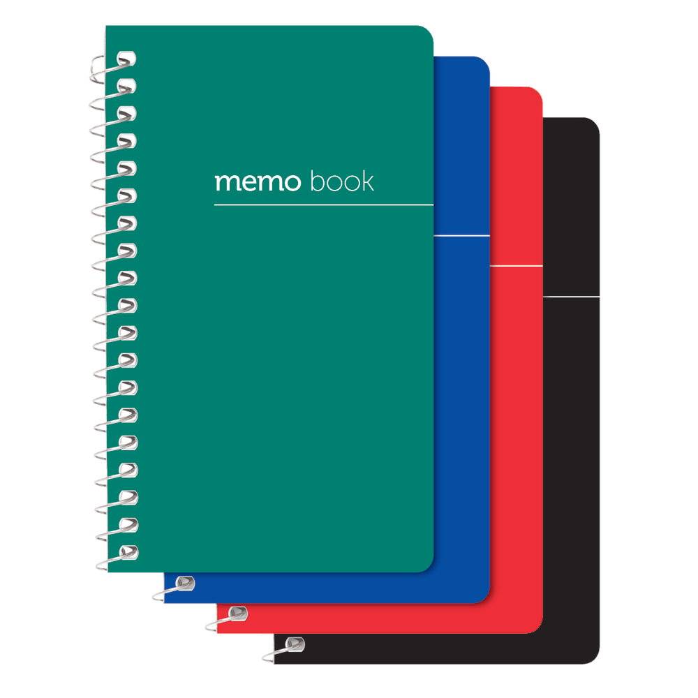 Office Depot Brand Wirebound Side-Opening Memo Books, 3in x 5in, College Ruled, 60 Sheets, Assorted Colors (No Color Choice), Pack Of 3