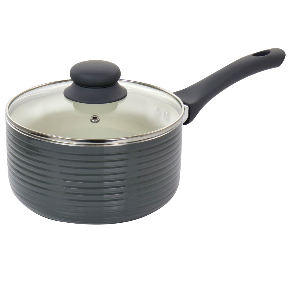 Oster 2.5-Quart Non-Stick Aluminum Saucepan With Lid, Gray