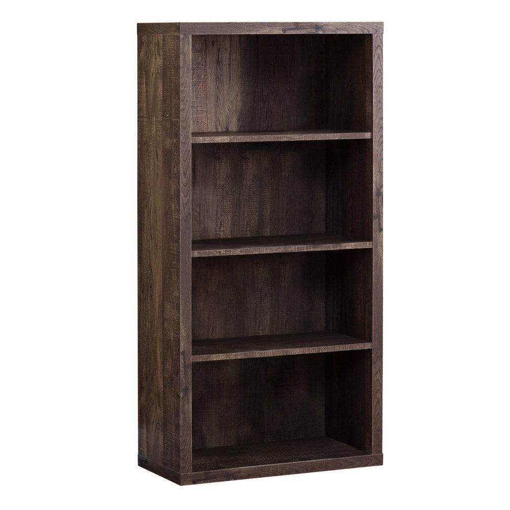 Monarch Specialties 48inH 4-Shelf Adjustable Bookcase, Brown Woodgrain