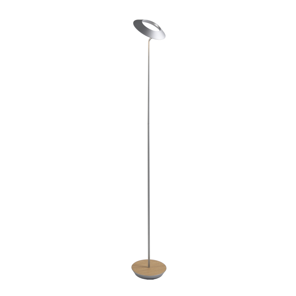 Koncept Royyo LED Floor Lamp, 45-1/2inH, Silver Body/White Oak Base