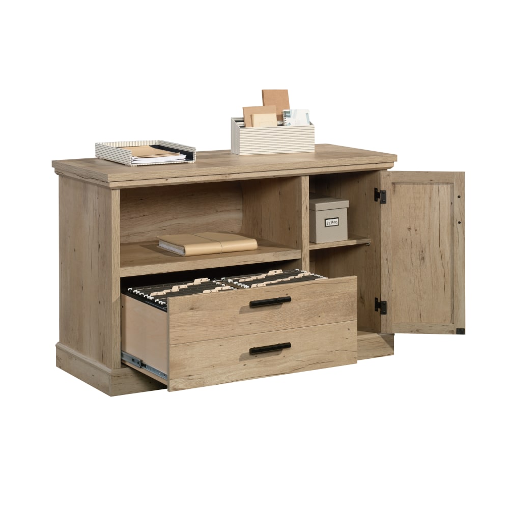 Sauder Mason Peak 48inW Computer Desk Credenza With Lateral File, Prime Oak