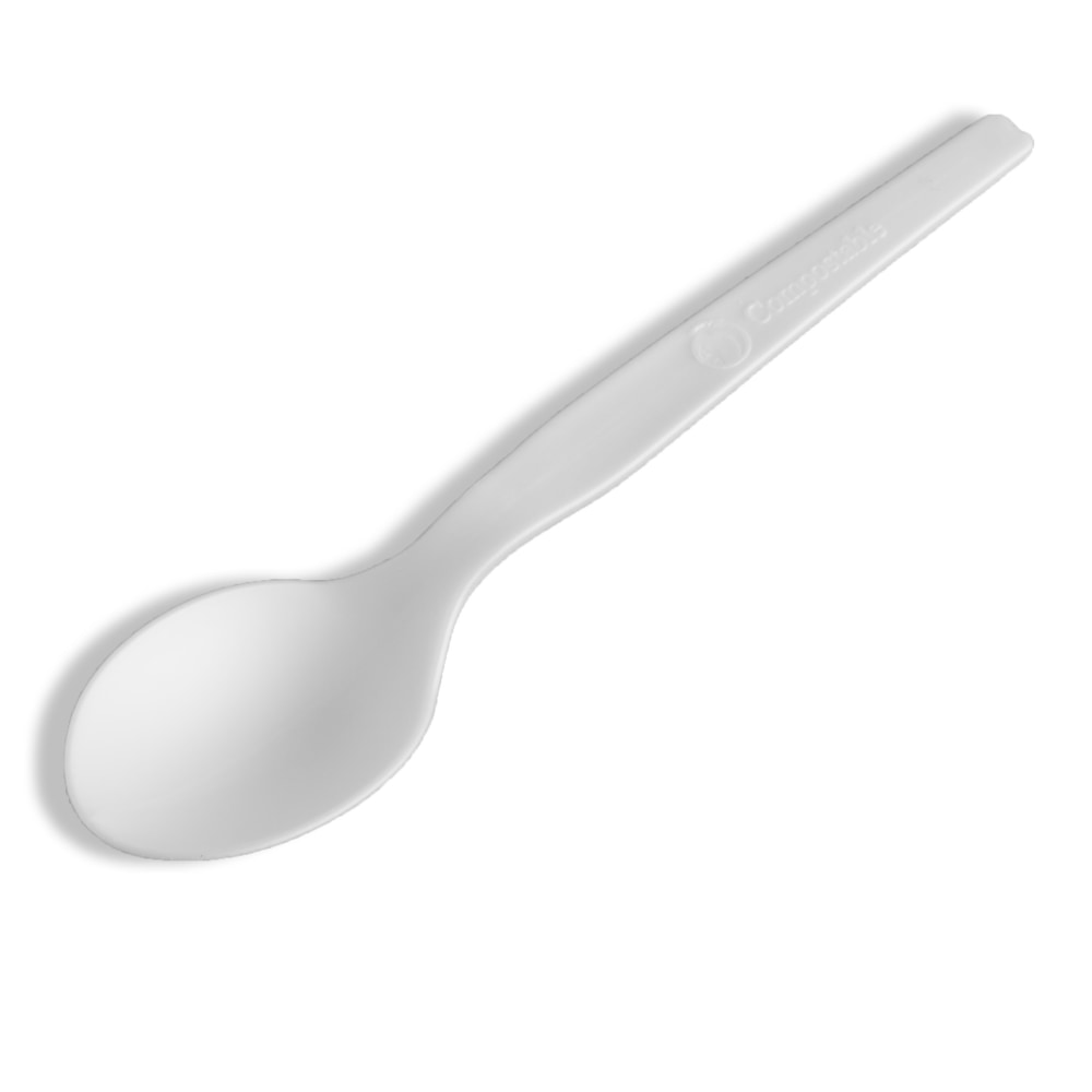 Stalk Market Compostable Cutlery Spoons, 6in, White, Pack Of 1,000 Spoons