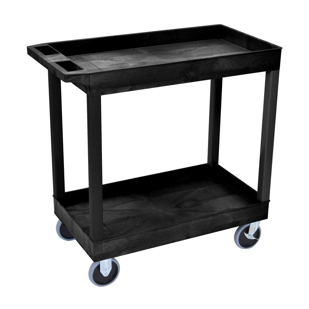 Luxor E-Series 2-Shelf Tub Cart, 35 1/4inH x 32inW x 18inD, Black