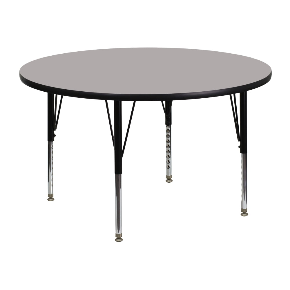 Flash Furniture 48in Round HP Laminate Activity Table With Short Height-Adjustable Legs, Gray