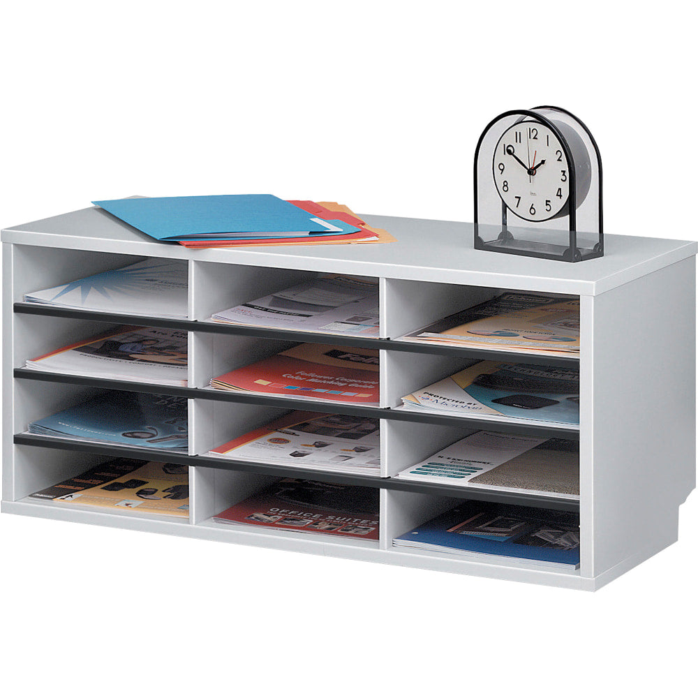 Fellowes 12-Compartment Desktop Organizer, 12 15/16in x 11 7/8in, Dove Gray