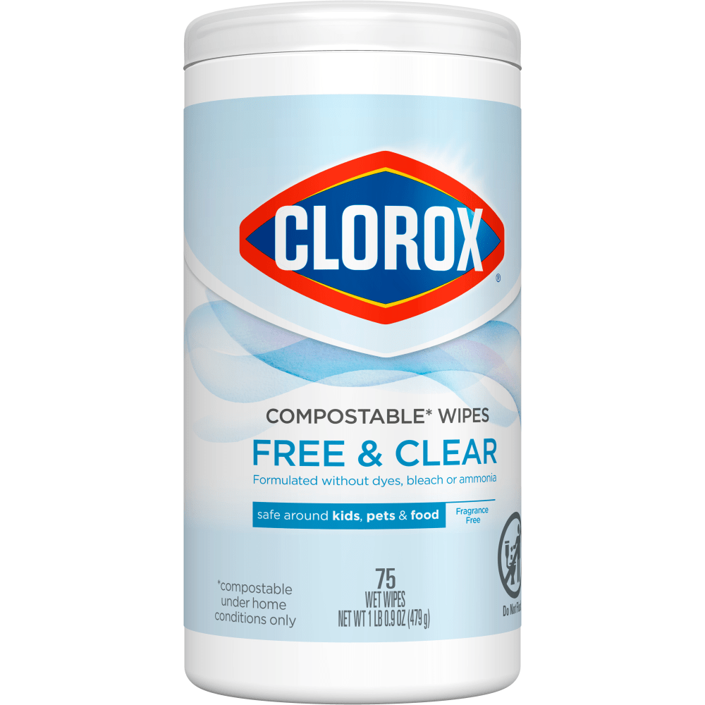 Clorox Free & Clear Cleaning Wipes, 75 Wipes Per Canister