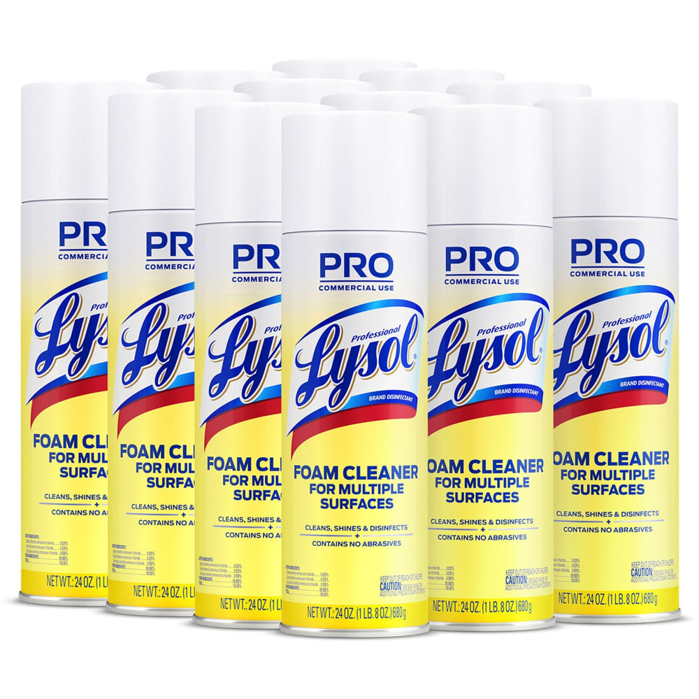 Lysol Professional Disinfectant Foam Cleaner, 24 Oz Bottle, Case Of 12