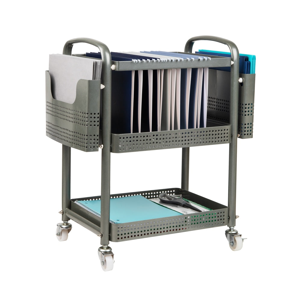 Mind Reader Elevate Collection Heavy Duty Mobile File Cart, 25 1/2inH x 12inW x 22inL, Silver