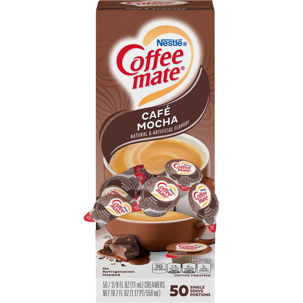 Nestle Coffee-mate Liquid Creamer, Cafe Mocha Flavor, 0.37 Oz Single Serve x 50