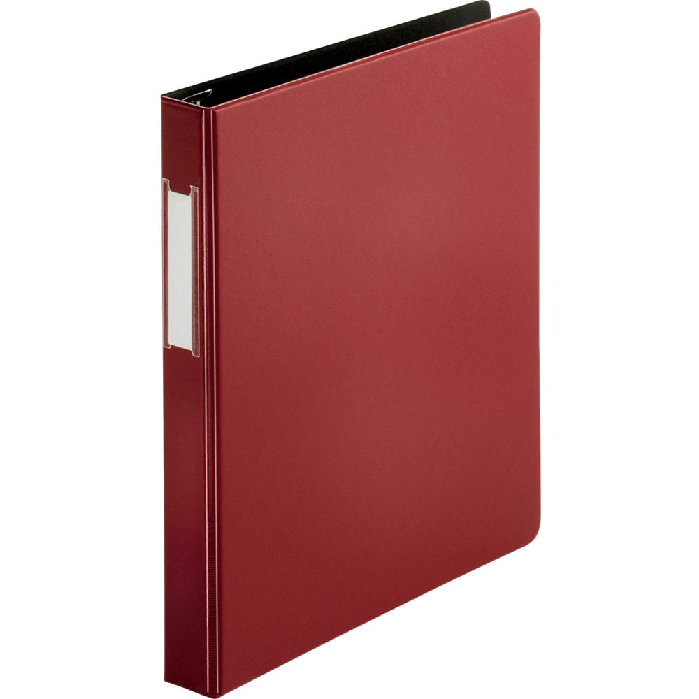 Business Source Slanted D-ring Binders - 1in Binder Capacity - 3 x D-Ring Fastener(s) - 2 Internal Pocket(s) - Chipboard, Polypropylene - Burgundy - PVC-free, Non-stick, Spine Label, Gap-free Ring, Non-glare, Heavy Duty, Open and Closed Triggers - 1 Each