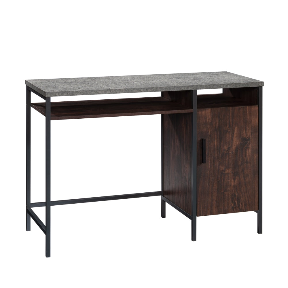 Sauder Market Commons 45inW Single Pedestal Computer Desk With Door, Rich Walnut/Slate Gray