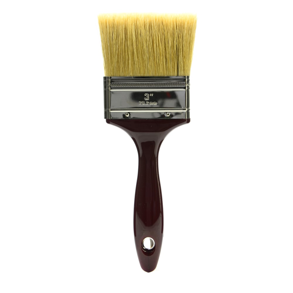 Princeton Gesso Paint Brush Series 5450, 3in, Flat Bristle, Natural, Burgundy