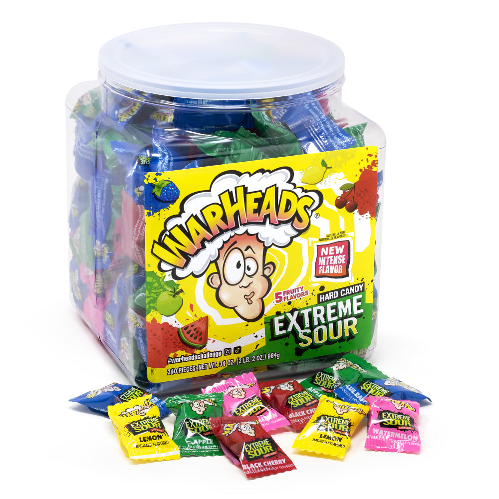 Warheads Xtreme Sour Hard Candy Tub, 34 Oz