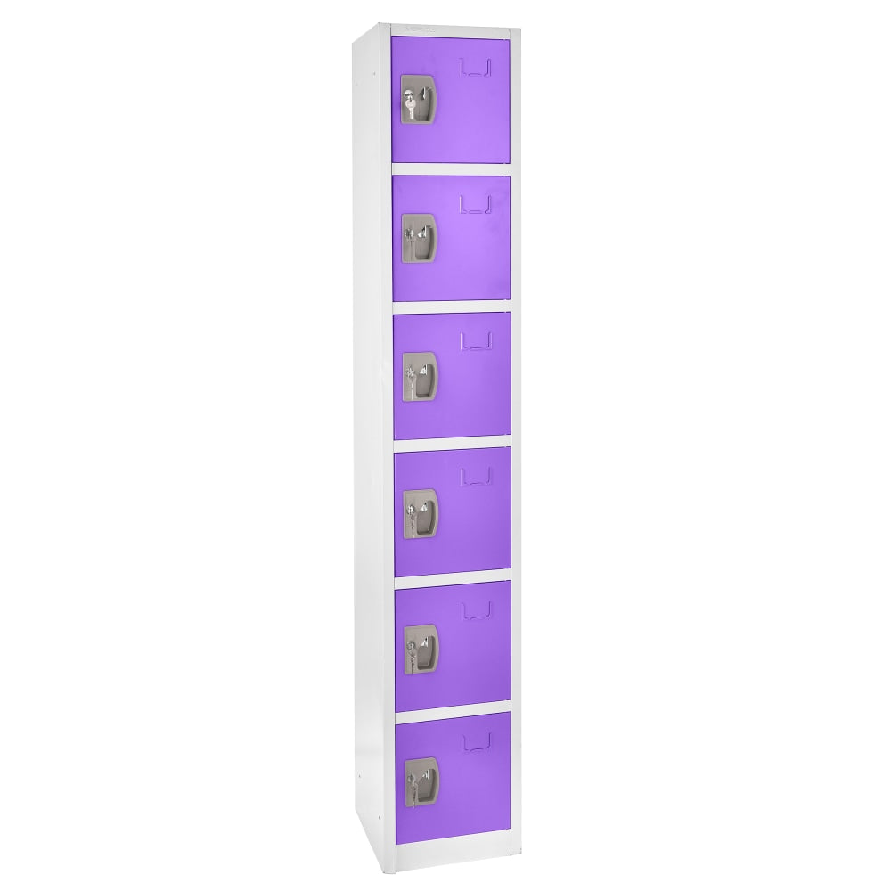 Alpine 6-Tier Steel Lockers, 72inH x 12inW x 12inD, Purple, Pack Of 4 Lockers