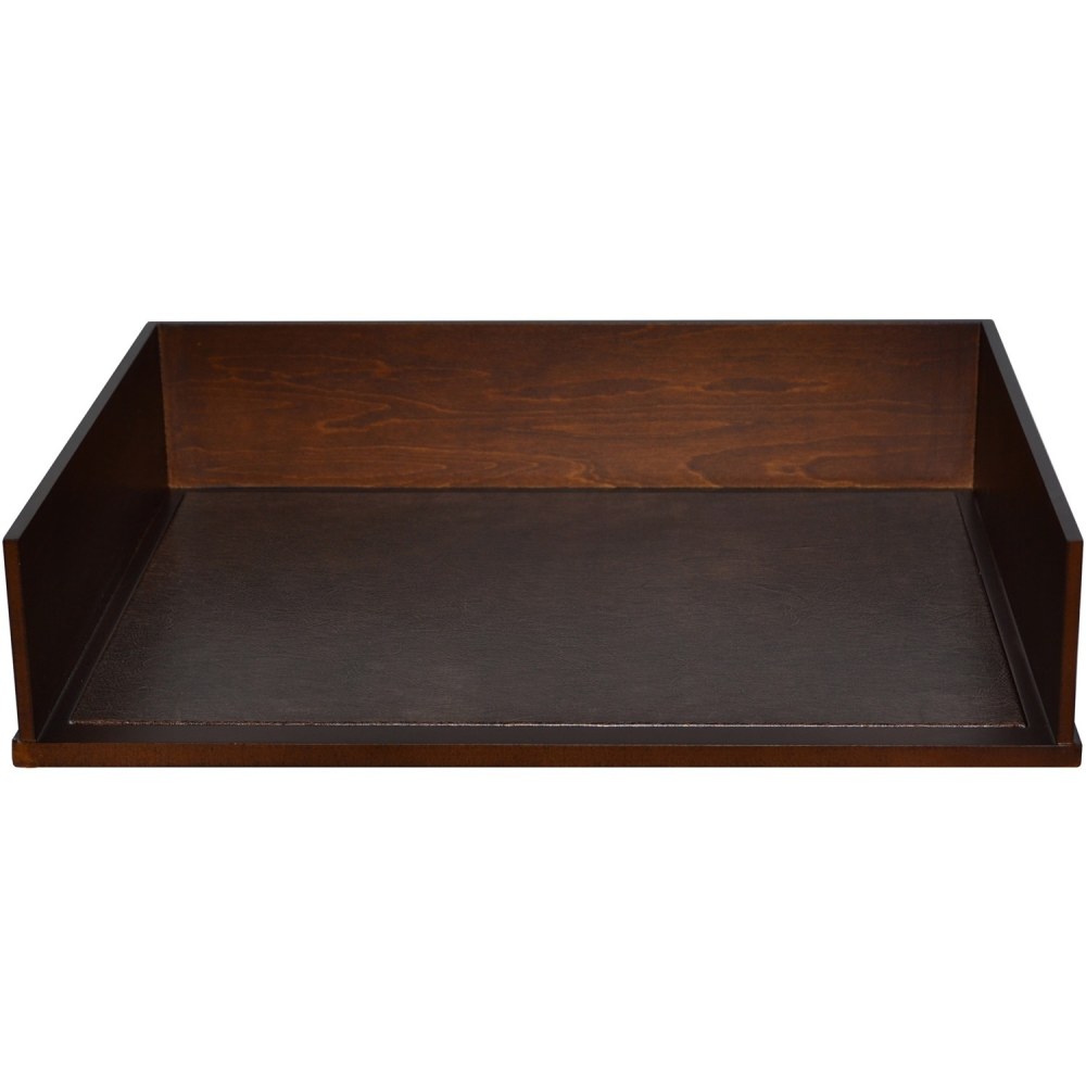 Victor Heritage Wood Stacking Letter Tray - 1 Compartment(s) - 3.1in Height x 13.2in Width x 10.6in Depth - Desktop - Natural - Faux Leather, Wood - 1 Each