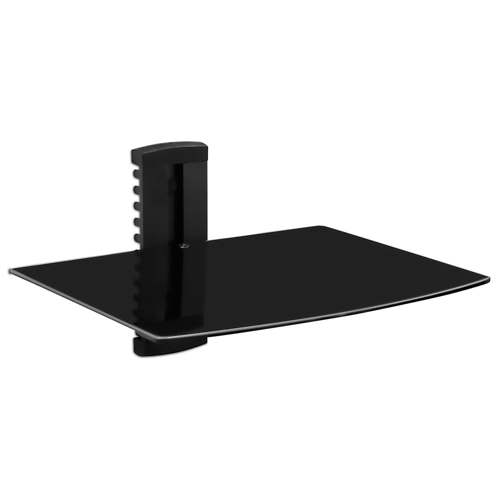 Mount-It! MI-821 Adjustable Floating Glass Wall Shelf For AV Receiver, 22-13/16inH x 15inW x 11inD, Black