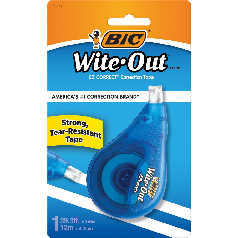 BIC Wite-Out EZ CORRECT Correction Tape - 0.20in Width x 39.40 ft Length - 1 Line(s) - White Tape - Tear Resistant, Photo-safe, Odorless - 6 / Box - White