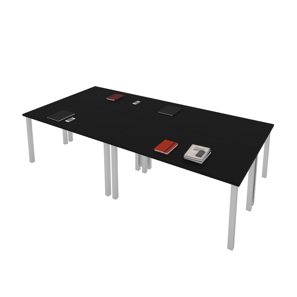 Bestar Universal 60inW Table Computer Desks With Square Metal Legs, Black, Set Of 4 Computer Desks