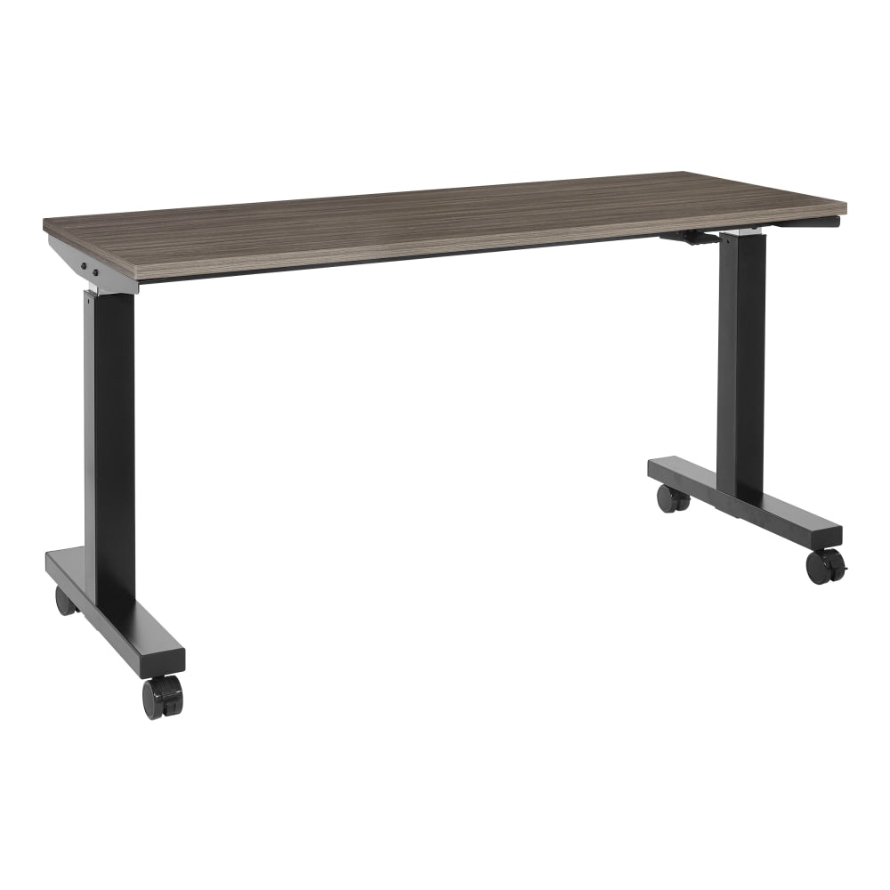 Office Star Pro Line II Pneumatic Height-Adjustable Table With Locking Casters, 43-1/2in x 59in, Black/Urban Walnut