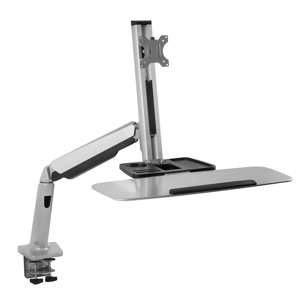 Mount-It! MI-7903 36inW Sit-Stand Workstation For Single Monitor And Keyboard, Silver