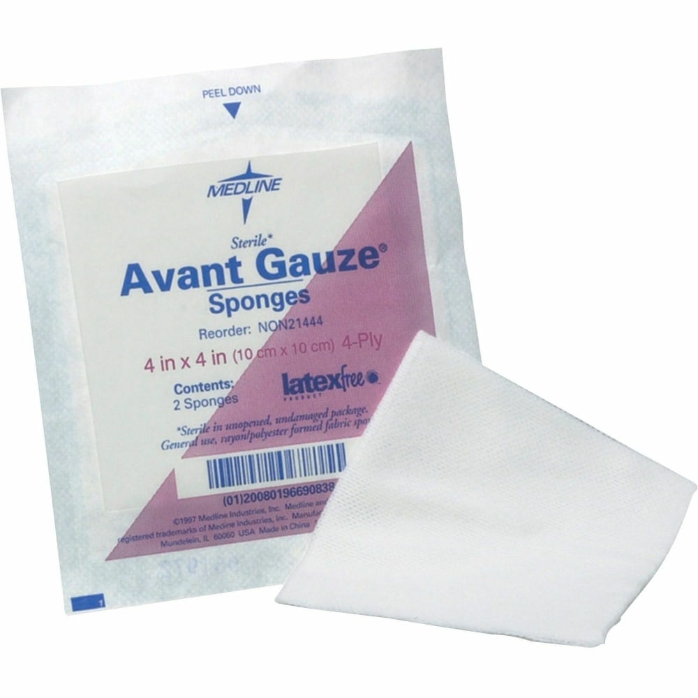 Medline Non-Sterile Woven Gauze Sponges, 4in x 4in, White, Pack Of 200