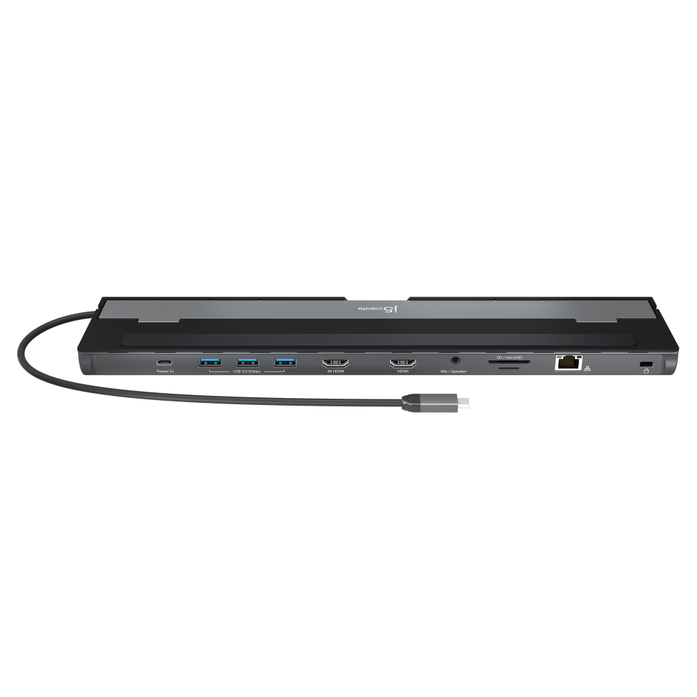 j5create USB-C Dual HDMI Docking Station, Gray/Black, JCD542