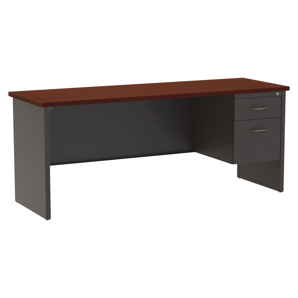 WorkPro Modular 72inW Right-Pedestal Computer Desk, Charcoal/Mahogany