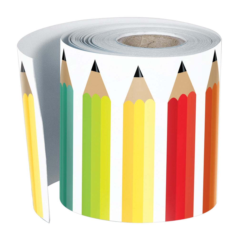 Carson Dellosa Education Straight Borders, Schoolgirl Style Black, White & Stylish Brights Pencils, 36ft Per Roll, Set Of 3 Rolls