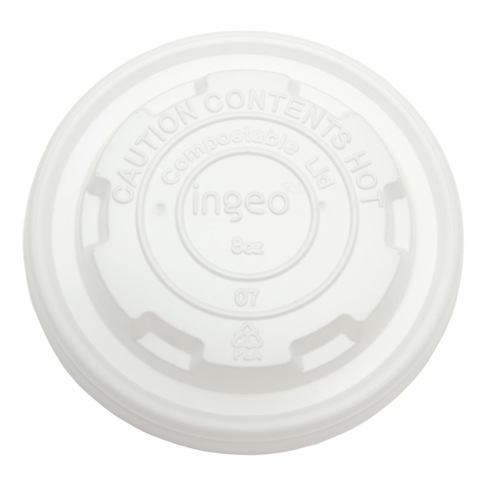 Planet+ Compostable Food Container Lids, 8 Oz, White, Pack Of 1000 Lids