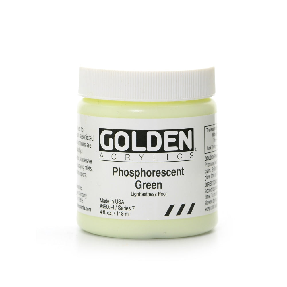 Golden Heavy Body Acrylic Paint, 4 Oz, Phosphorescent Green