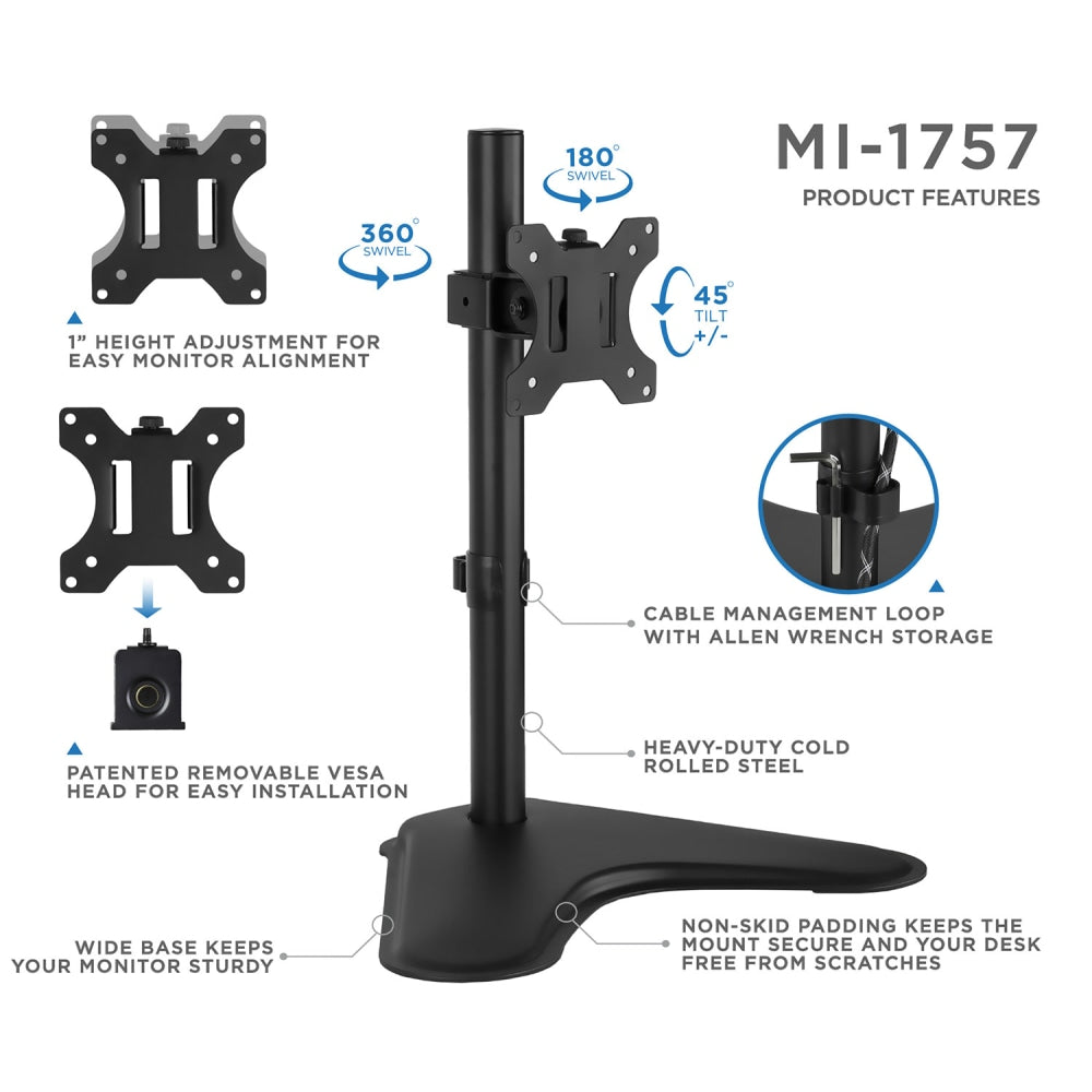 Mount-It! Monitor Desk Mount Stand, Black, MI-1757