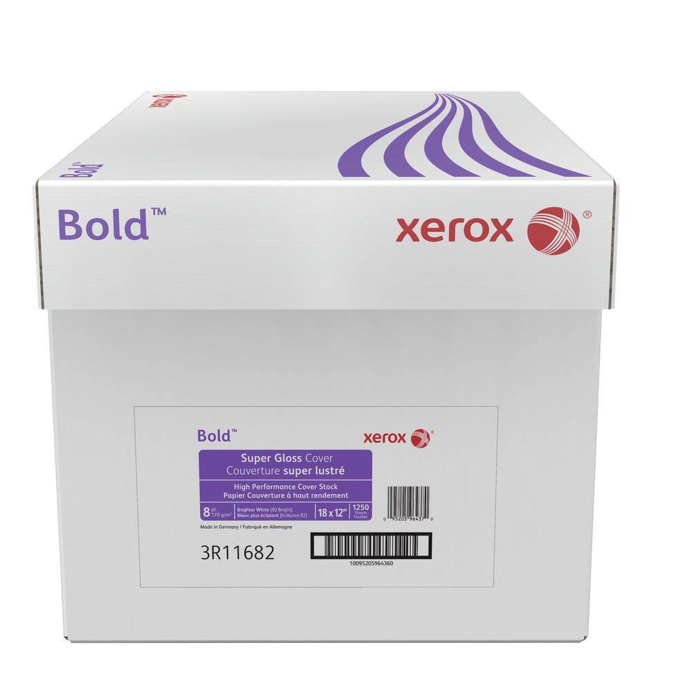 Xerox Bold Digital Super Gloss Cover Copier Paper, Tabloid Extra Size (18in x 12in), Pack Of 250 Sheets, 92 (U.S.) Brightness, FSC Certified, White, Case Of 5 Reams