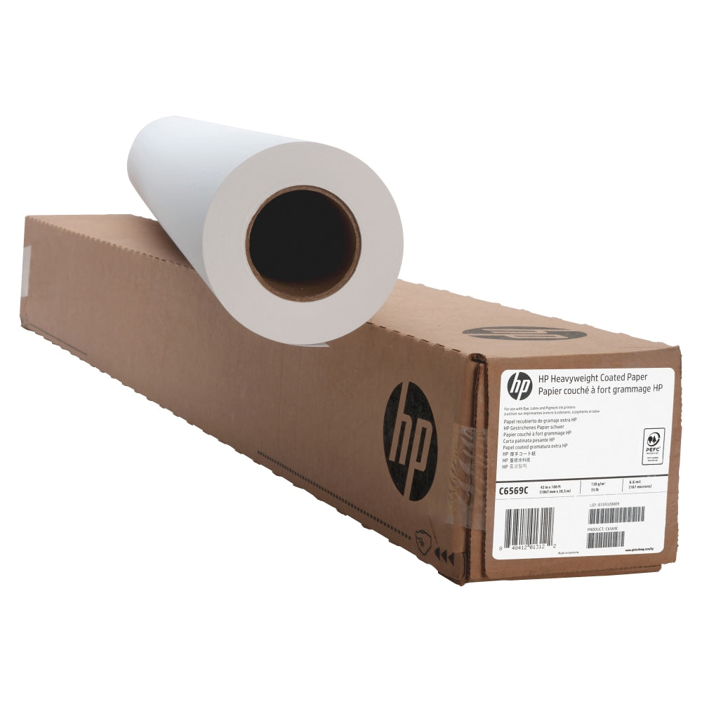 HP C6569C Heavyweight Coated Wide Format Roll, 42in x 100ft, 35 Lb