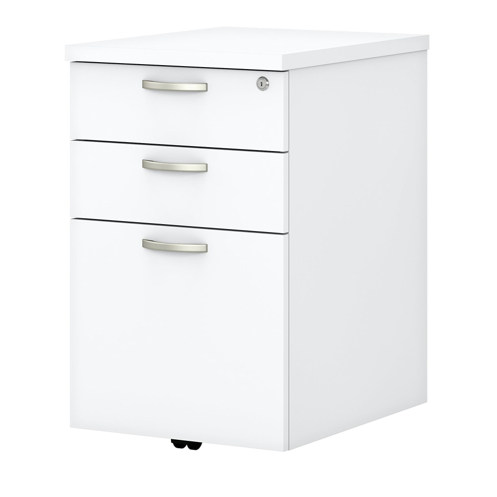 Bush Business Furniture Easy Office 20inD Vertical 3-Drawer Mobile File Cabinet, White, Delivery