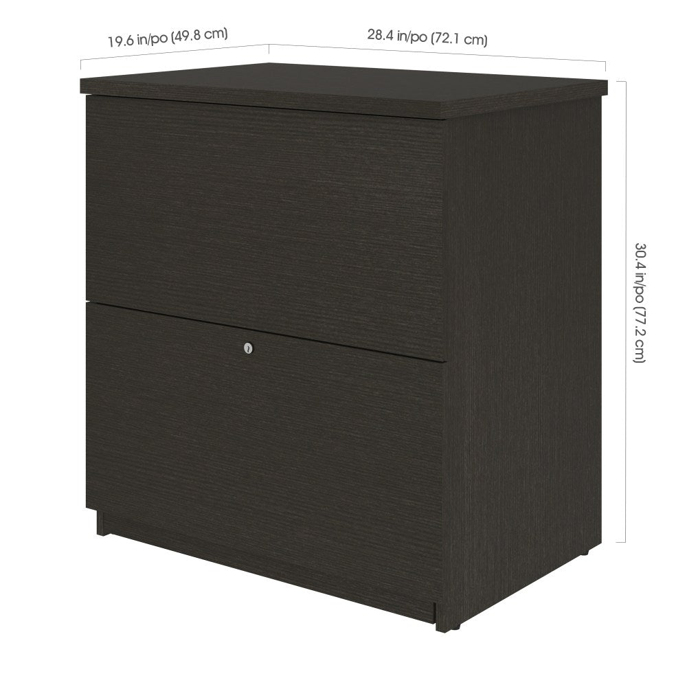 Bestar Universel 28-7/16inW x 19-5/8inD Lateral 2-Drawer File Cabinet, Deep Gray