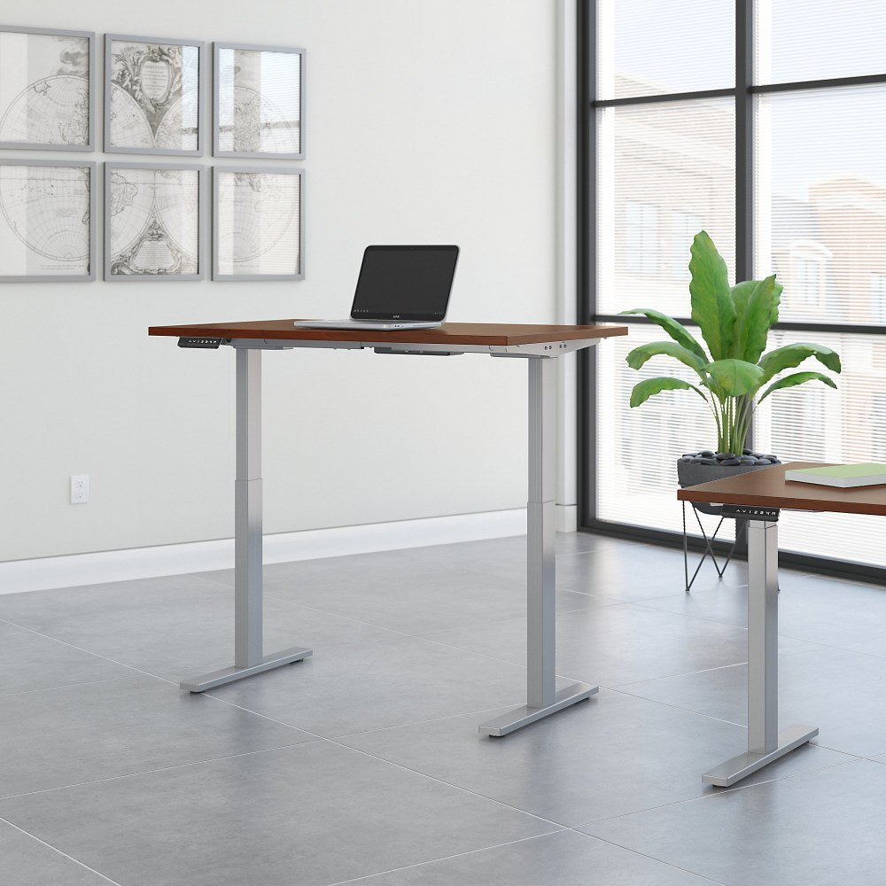 Bush Business Furniture Move 60 Series Electric 48inW x 24inD Height Adjustable Standing Desk, Hansen Cherry/Cool Gray Metallic, Standard Delivery