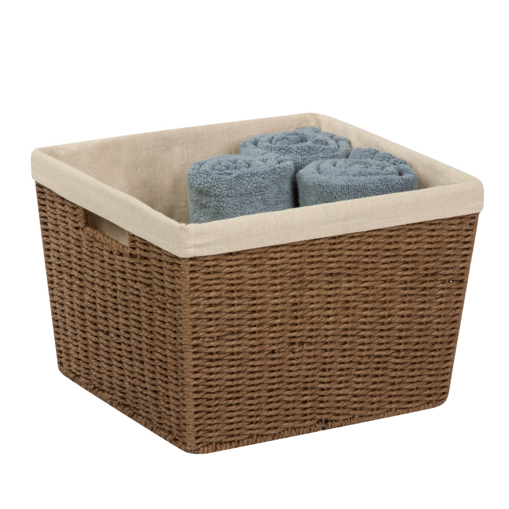 Honey-Can-Do Paper Rope Basket With Liner, Medium Size, 10in x 15in x 13in, Brown