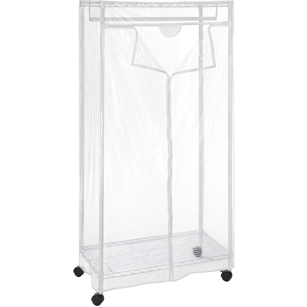 Whitmor Garment Rack - 70.3in Height x 36.8in Width x 19in Depth - White, Clear - Steel, Vinyl