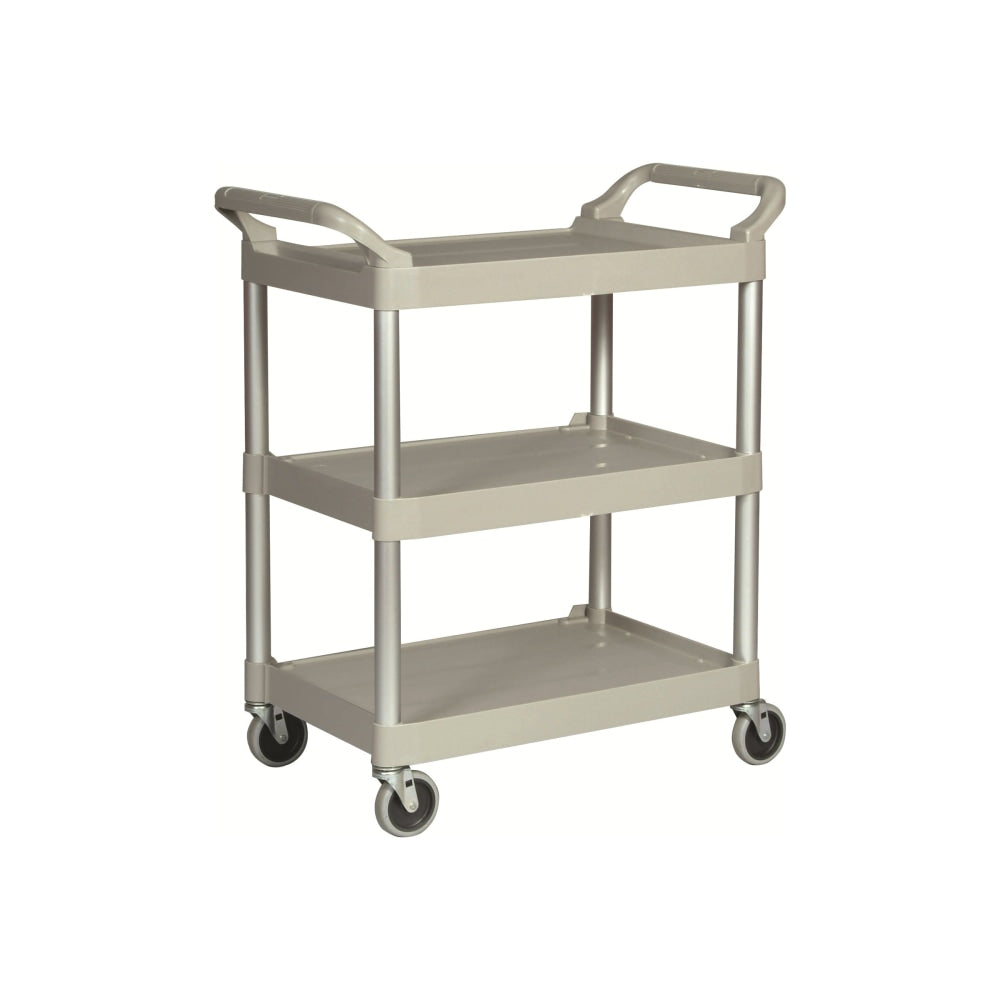 Rubbermaid 3-Shelf Utility Cart, 37 3/4inH x 33 5/8inW x 18 5/8inD, Platinum