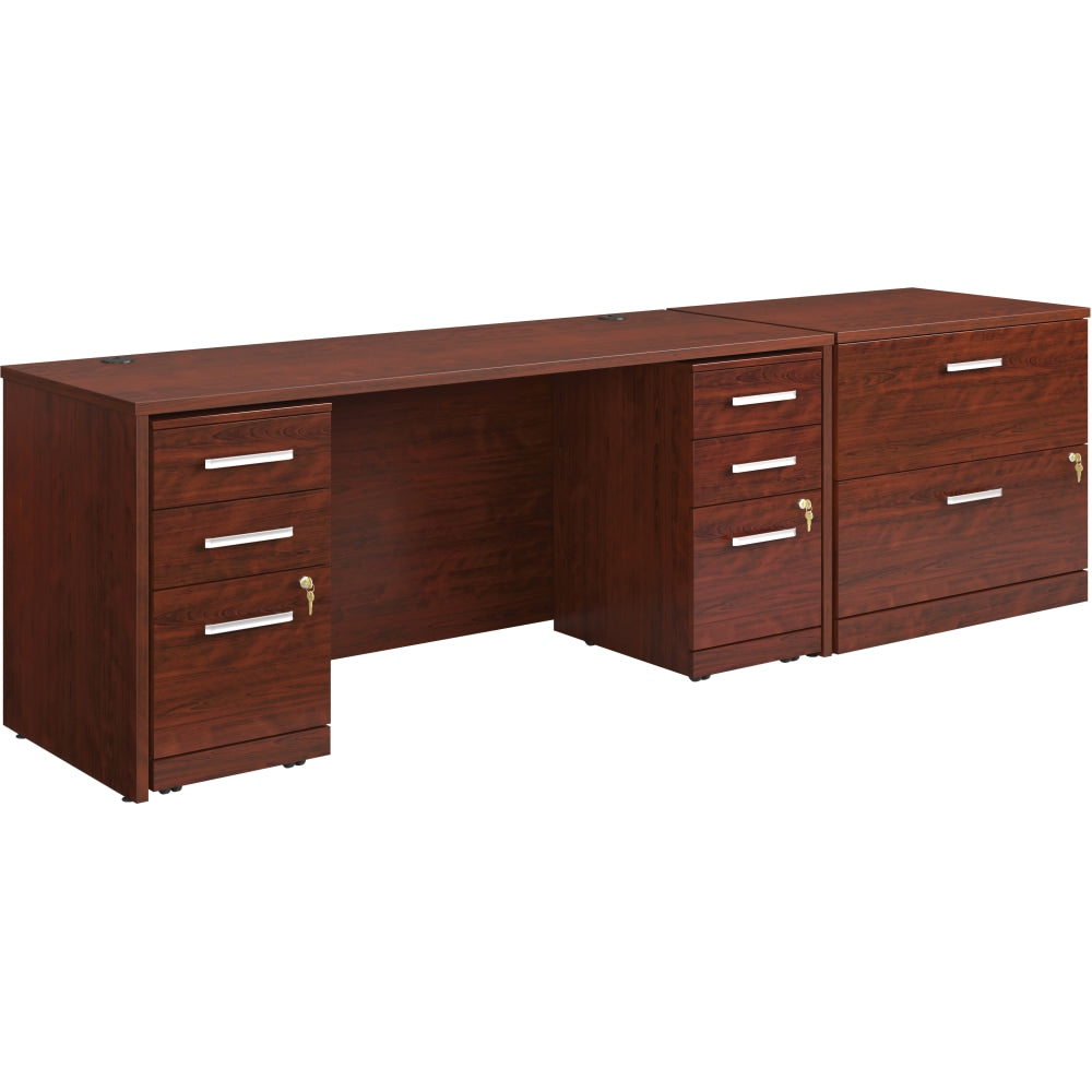 Sauder Affirm Collection Executive Desk With Two 3-Drawer Mobile Pedestal Files And Lateral File, 72inW x 24inD, Classic Cherry