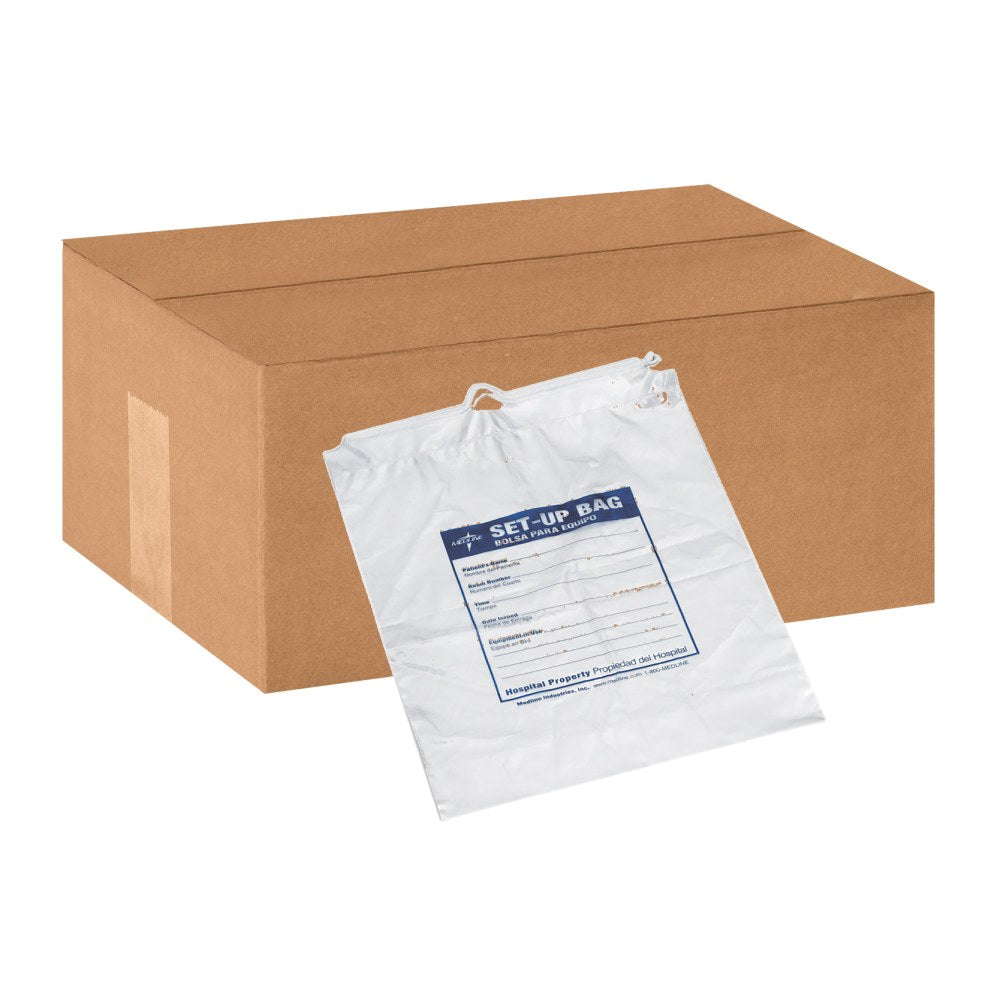 Medline Respiratory Patient Set-Up Bag, 12in x 16in, Blue/Clear, Case Of 500