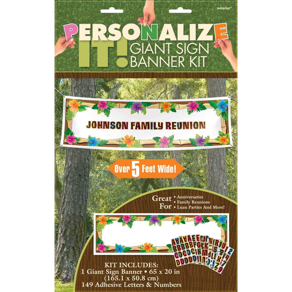 Amscan Customizable Giant Sign Banner, 20in x 64in, Summer Luau