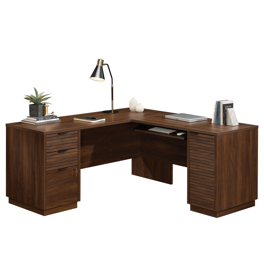 Sauder Englewood 65inW L-Shaped Corner Desk, Spiced Mahogany